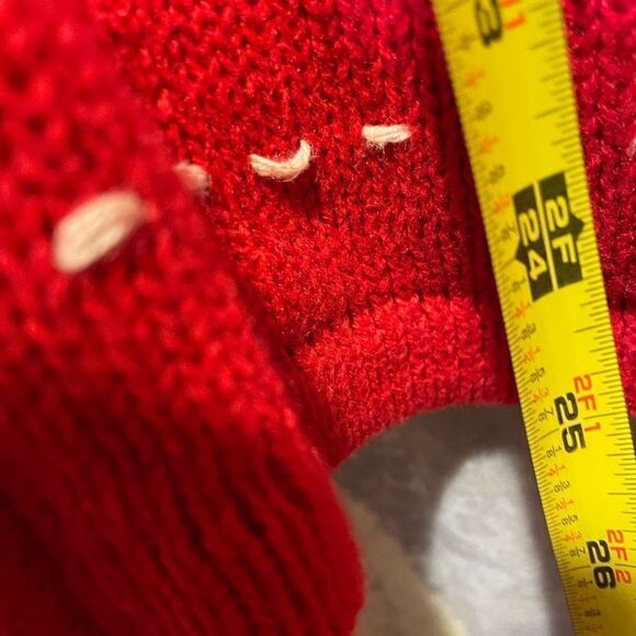 Basic Editions Christmas Patchwork Santa Snowman Knit Zip Up Sweater Large - Picture 13 of 14